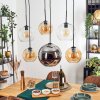 Koyoto Lampadario a sospensione, Lampada a sfera, Lampada a sospensione Ambrato, Cromo, Chiaro, Grigio fumo, 6-Luci
