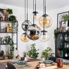 Gastor Lampadario a sospensione, Lampada a sfera, Lampada a sospensione Ambrato, Cromo, Chiaro, Grigio fumo, 6-Luci