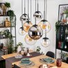 Gastor Lampadario a sospensione, Lampada a sfera, Lampada a sospensione Ambrato, Cromo, Chiaro, Grigio fumo, 8-Luci
