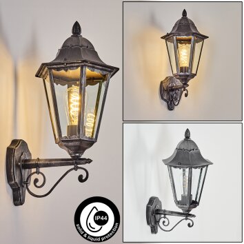 Lignac Lampada da parete per esterno, Applique Nero, Argento, 1-Luce