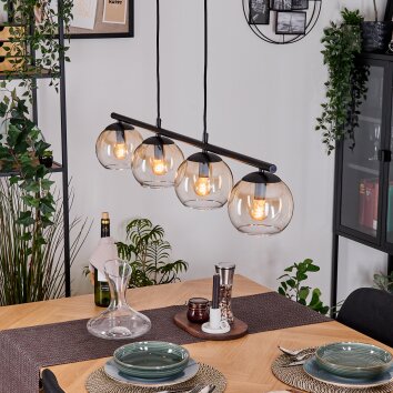 Koyoto Lampadario a sospensione, Lampada a sfera, Lampada a sospensione Ambrato, Chiaro, 4-Luci