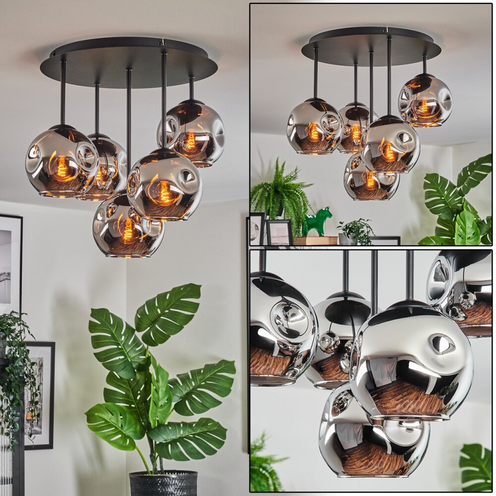 Ripoll Plafoniera, Lampada a sfera Cromo, Grigio fumo, 5-Luci main product photo