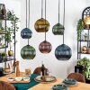 Koyoto Lampadario a sospensione, Lampada a sfera, Lampada a sospensione Blu, Oro, Verde, Ramato, 6-Luci