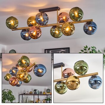 Koyoto Plafoniera, Lampada a sfera Oro, Nero, 10-Luci