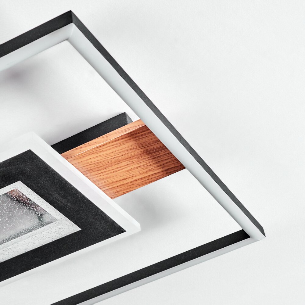 Hadel Plafoniera LED Aspetto del legno, Nero, 1-Luce