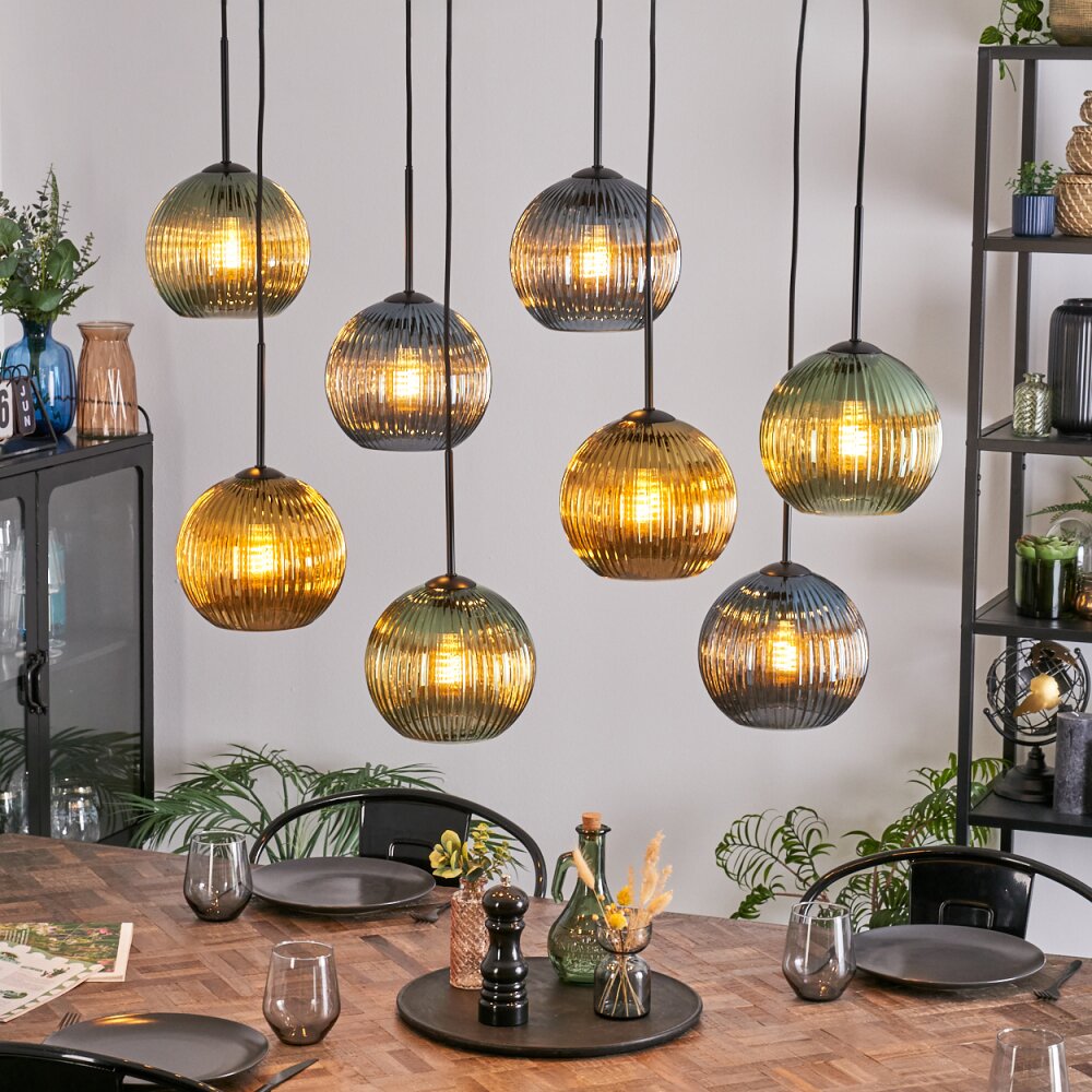 Koyoto Lampadario a sospensione, Lampada a sfera, Lampada a sospensione Blu, Oro, Verde, 8-Luci main product photo