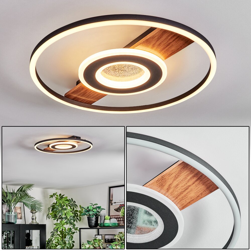 Hadel Plafoniera LED Aspetto del legno, Nero, 1-Luce main product photo