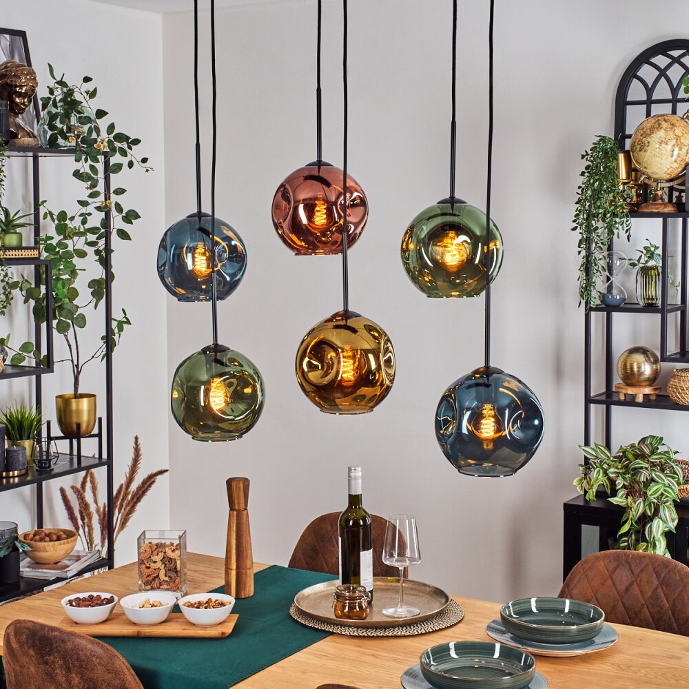 Ripoll Lampadario a sospensione, Lampada a sfera, Lampada a sospensione Blu, Oro, Verde, Ramato, 6-Luci main product photo
