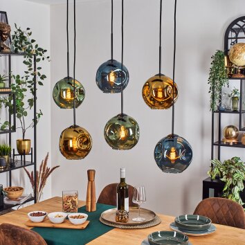Ripoll Lampadario a sospensione, Lampada a sfera, Lampada a sospensione Blu, Oro, Verde, 6-Luci