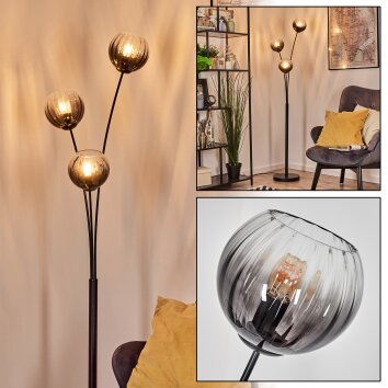 Koyoto Lampada a sfera, Lampada da terra Chiaro, Grigio fumo, 3-Luci