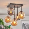Gastor Plafoniera, Lampada a sfera Ambrato, Grigio fumo, 5-Luci