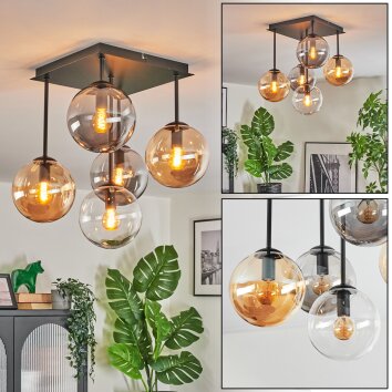 Gastor Plafoniera, Lampada a sfera Ambrato, Chiaro, Grigio fumo, 5-Luci