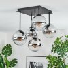 Gastor Plafoniera, Lampada a sfera Cromo, Chiaro, Grigio fumo, 5-Luci