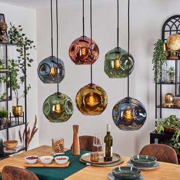 Ripoll Lampadario a sospensione, Lampada a sfera, Lampada a sospensione Blu, Oro, Verde, Ramato, 6-Luci
