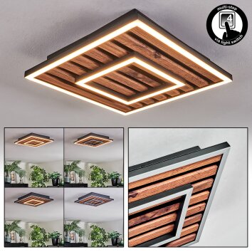 Meron Plafoniera LED Aspetto del legno, Nero, 1-Luce