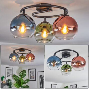 Koyoto Plafoniera, Lampada a sfera 37 cm Blu, Verde, Chiaro, Ramato, 3-Luci