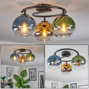 Koyoto Plafoniera, Lampada a sfera 37 cm Blu, Oro, Verde, Chiaro, 3-Luci