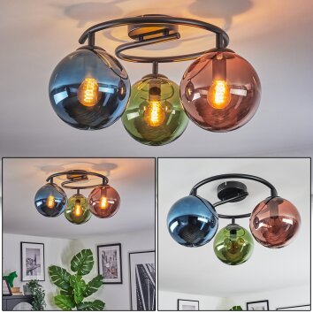 Gastor Plafoniera, Lampada a sfera 37 cm Blu, Verde, Ramato, 3-Luci Gastor Plafoniera, Lampada a sfera 37 cm Blu, Verde, Ramato, 3-Luci