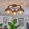 Koyoto Plafoniera, Lampada a sfera 37 cm Chiaro, Grigio fumo, 3-Luci