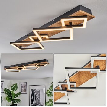 Cabanas Plafoniera LED Aspetto del legno, Nero, 1-Luce