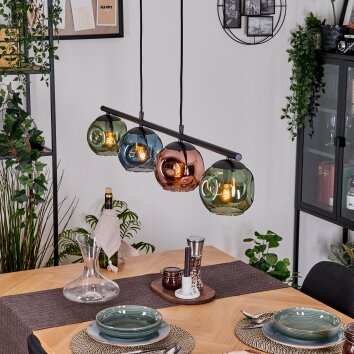 Ripoll Lampadario a sospensione, Lampada a sfera, Lampada a sospensione Blu, Verde, Ramato, 4-Luci
