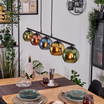 Koyoto Lampadario a sospensione, Lampada a sfera, Lampada a sospensione Blu, Oro, Verde, Ramato, 5-Luci