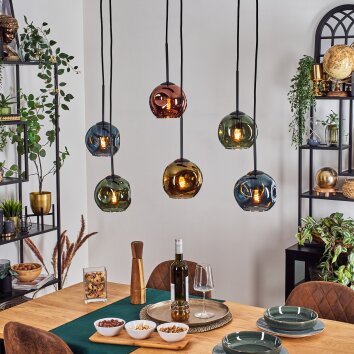 Ripoll Lampadario a sospensione, Lampada a sfera, Lampada a sospensione Blu, Oro, Verde, Ramato, 6-Luci