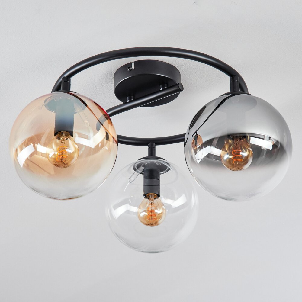 Gastor Plafoniera, Lampada a sfera 37 cm Ambrato, Chiaro, Grigio fumo, 3-Luci