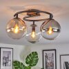 Gastor Plafoniera, Lampada a sfera 37 cm Ambrato, Chiaro, Grigio fumo, 3-Luci