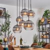 Koyoto Lampadario a sospensione, Lampada a sfera, Lampada a sospensione Chiaro, Grigio fumo, 6-Luci
