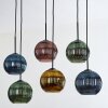 Koyoto Lampadario a sospensione, Lampada a sfera, Lampada a sospensione Blu, Oro, Verde, Ramato, 6-Luci