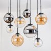 Gastor Lampadario a sospensione, Lampada a sfera, Lampada a sospensione Ambrato, Cromo, Chiaro, Grigio fumo, 8-Luci