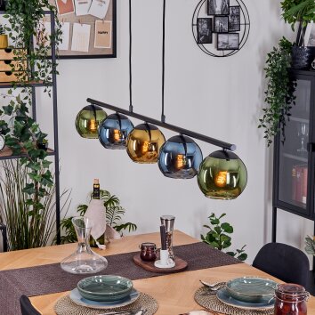 Koyoto Lampadario a sospensione, Lampada a sfera, Lampada a sospensione Blu, Oro, Verde, 5-Luci