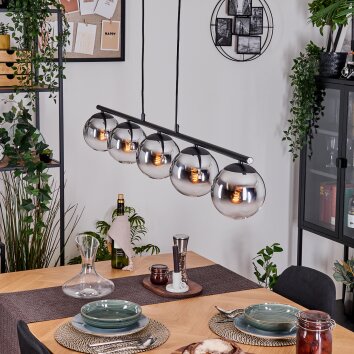 Gastor Lampadario a sospensione, Lampada a sfera, Lampada a sospensione Cromo, Chiaro, Grigio fumo, 5-Luci