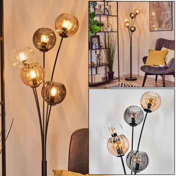 Koyoto Lampada a sfera, Lampada da terra Ambrato, Chiaro, Grigio fumo, 5-Luci