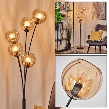 Koyoto Lampada a sfera, Lampada da terra Ambrato, 5-Luci Koyoto Lampada a sfera, Lampada da terra Ambrato, 5-Luci