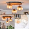 Koyoto Plafoniera, Lampada a sfera Marrone, Aspetto del legno, Nero, 3-Luci