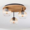 Koyoto Plafoniera, Lampada a sfera Marrone, Aspetto del legno, Nero, 3-Luci