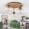 Koyoto Plafoniera, Lampada a sfera Marrone, Aspetto del legno, Nero, 3-Luci