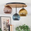Koyoto Plafoniera, Lampada a sfera 40 cm Marrone, Aspetto del legno, Nero, 3-Luci