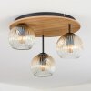 Ripoll Plafoniera, Lampada a sfera Marrone, Aspetto del legno, Nero, 3-Luci