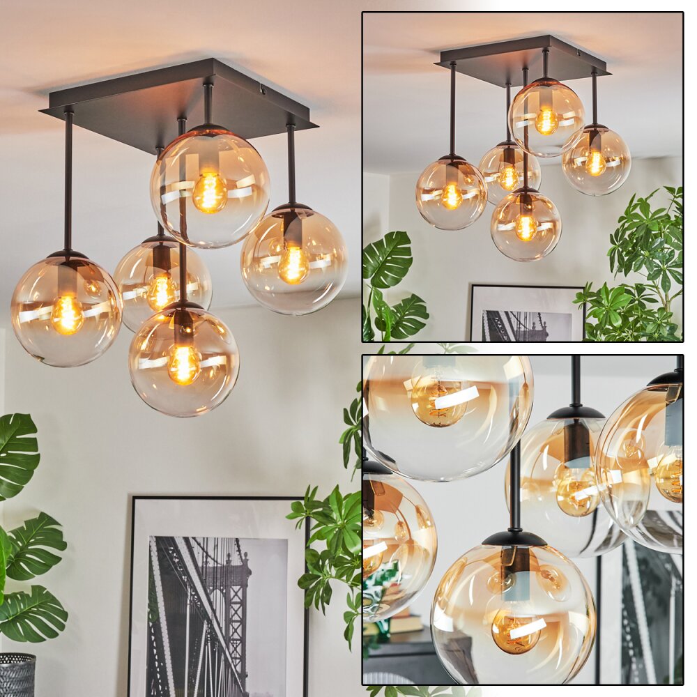 Gastor Plafoniera, Lampada a sfera Ambrato, Chiaro, 5-Luci main product photo