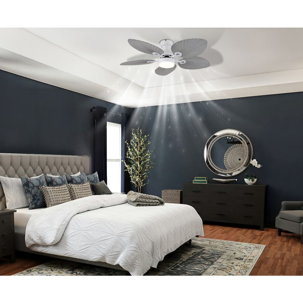 Illuminazione Globo Lighting Elise Lampada con ventilatore LED Grigio, Bianco, 1-Luce, Telecomando