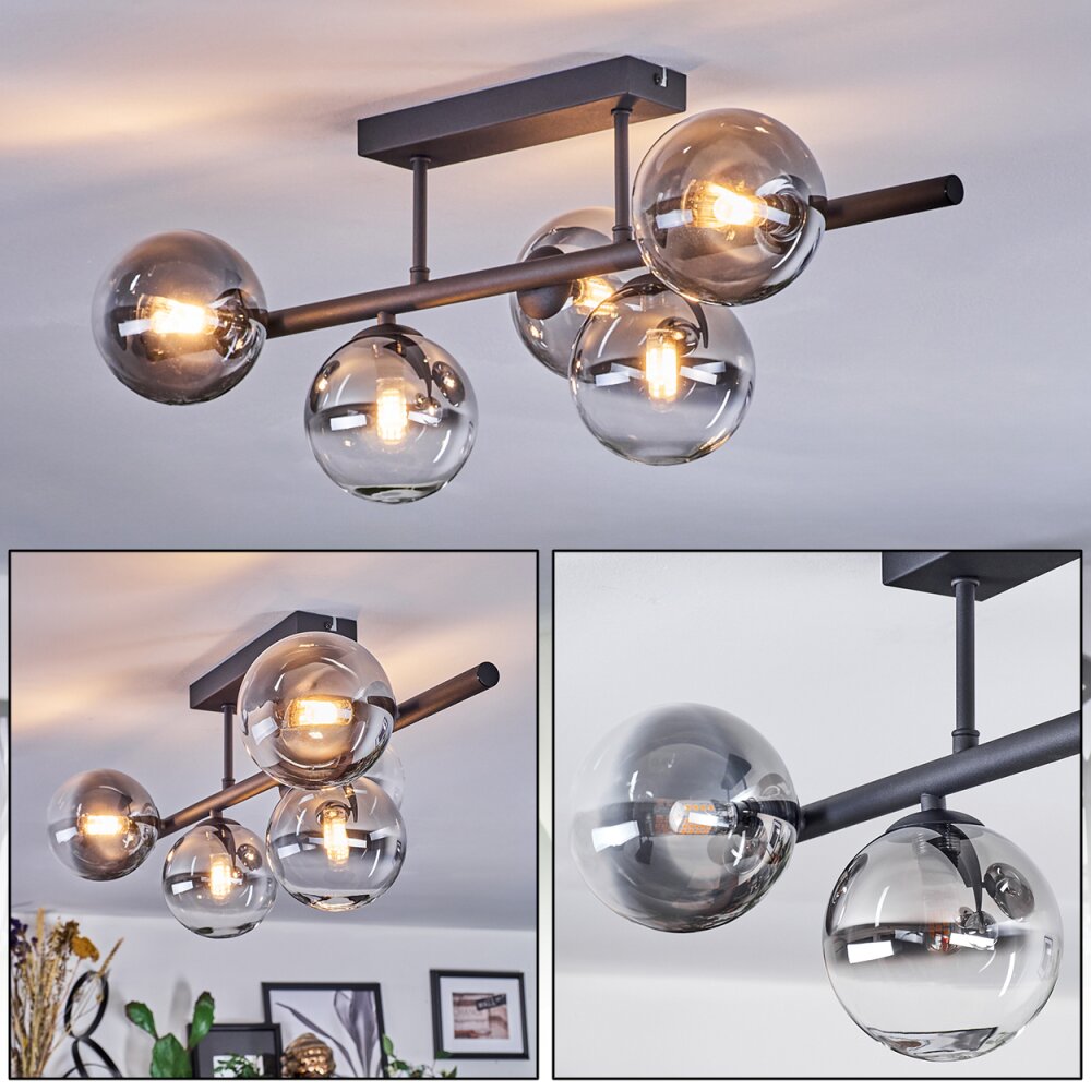 Chehalis Plafoniera, Lampada a sfera Chiaro, Grigio fumo, 5-Luci main product photo