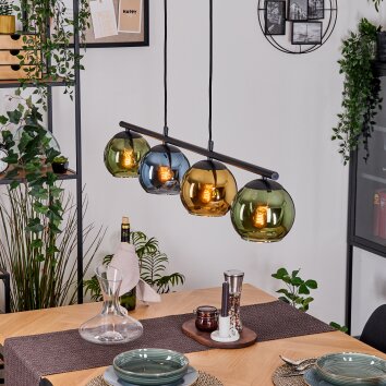 Koyoto Lampadario a sospensione, Lampada a sfera, Lampada a sospensione Blu, Oro, Verde, 4-Luci