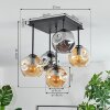Ripoll Plafoniera, Lampada a sfera Ambrato, Chiaro, Grigio fumo, 5-Luci