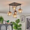 Koyoto Plafoniera, Lampada a sfera 37 cm Ambrato, Chiaro, Grigio fumo, 5-Luci