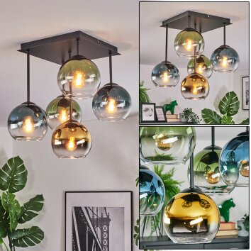 Koyoto Plafoniera, Lampada a sfera Blu, Oro, Verde, Chiaro, 5-Luci