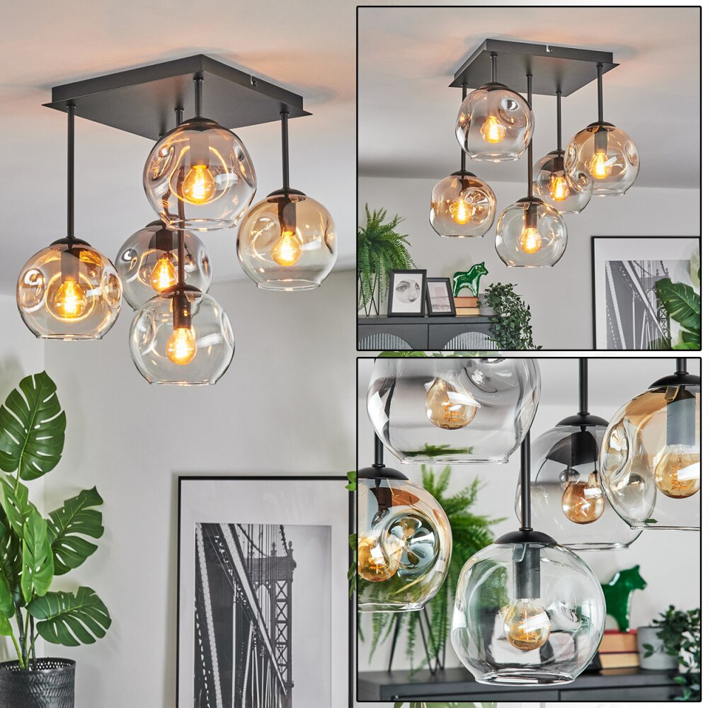 Ripoll Plafoniera, Lampada a sfera Ambrato, Chiaro, Grigio fumo, 5-Luci main product photo