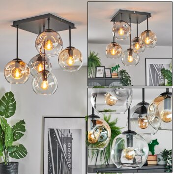 Ripoll Plafoniera, Lampada a sfera Ambrato, Chiaro, Grigio fumo, 5-Luci